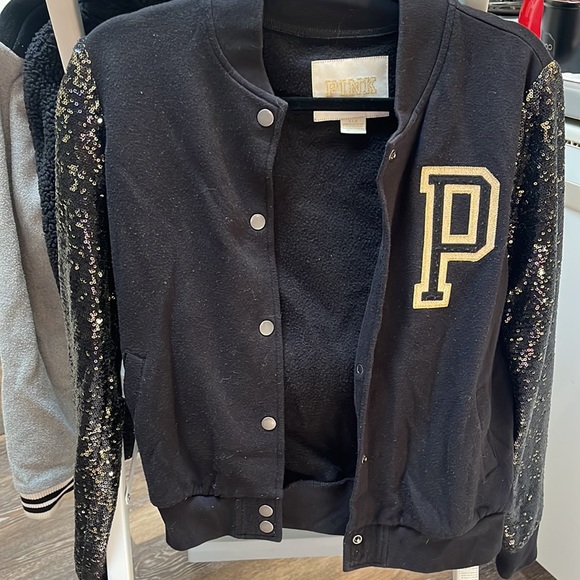 PINK Varsity Jacket with sequins on the sleeves - Picture 2 of 4